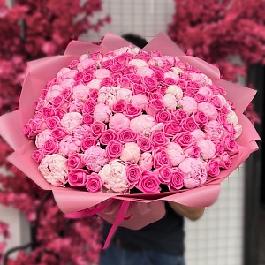 Букет розовый шторм - фото-0